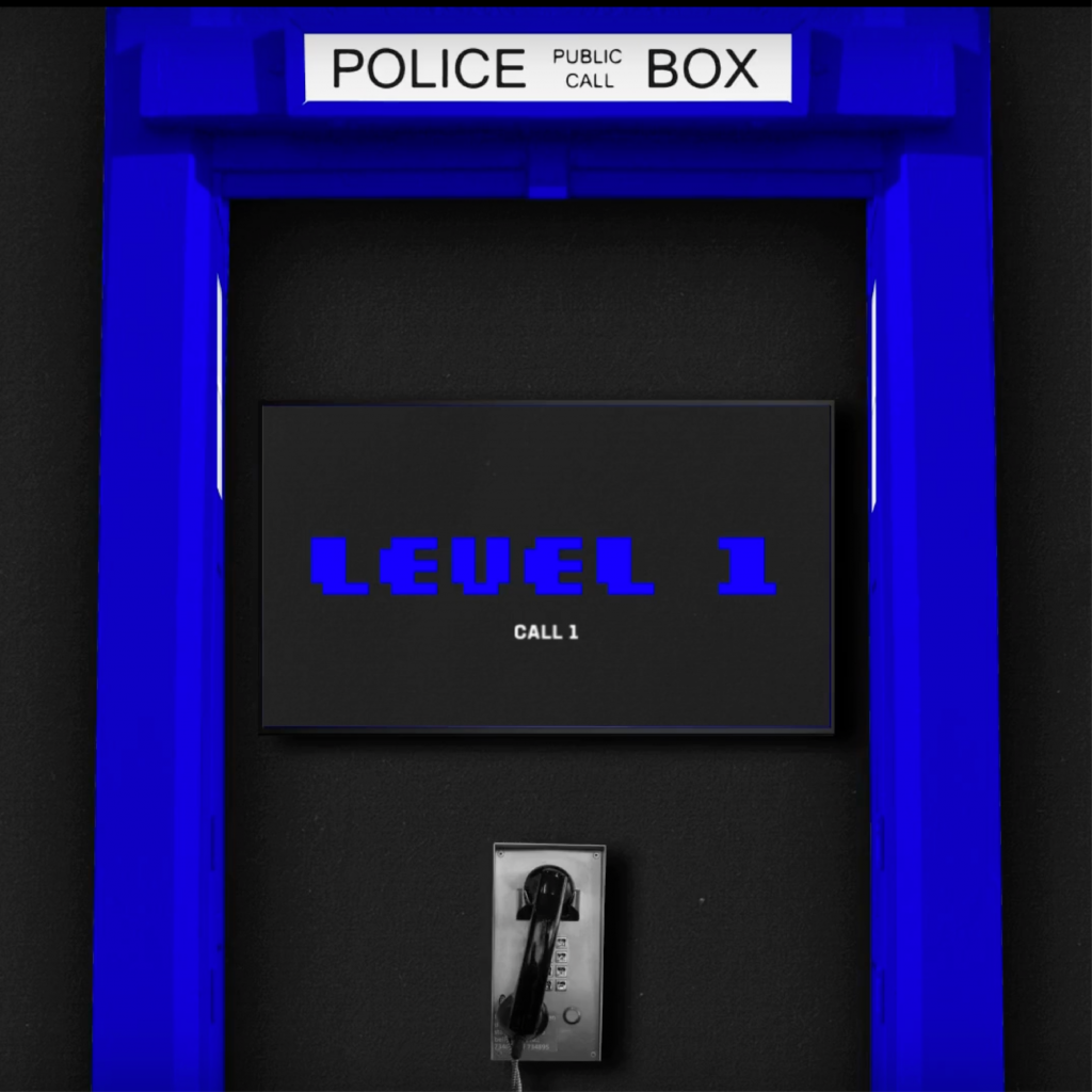 Graphic mock up of police telephone box