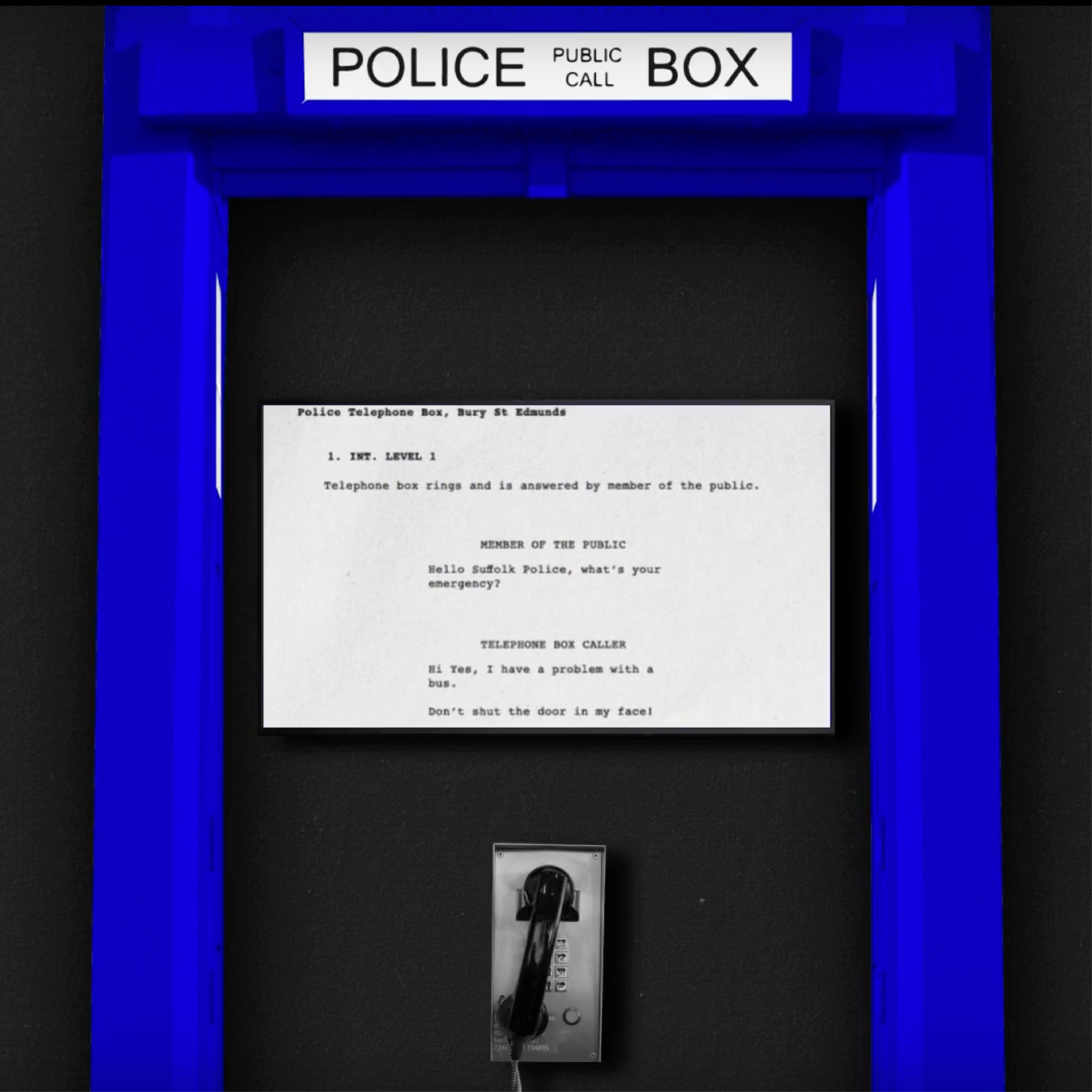 Beat The Abuse Police Box Graphic mock up of police telephone box