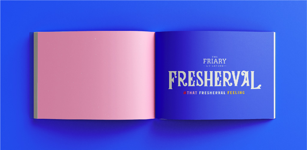 Mock up of Freshers event booklet spread